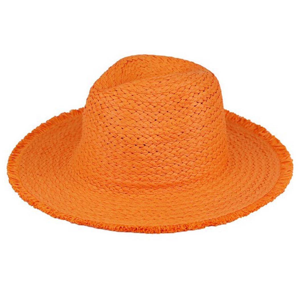 Frayed solid straw hat