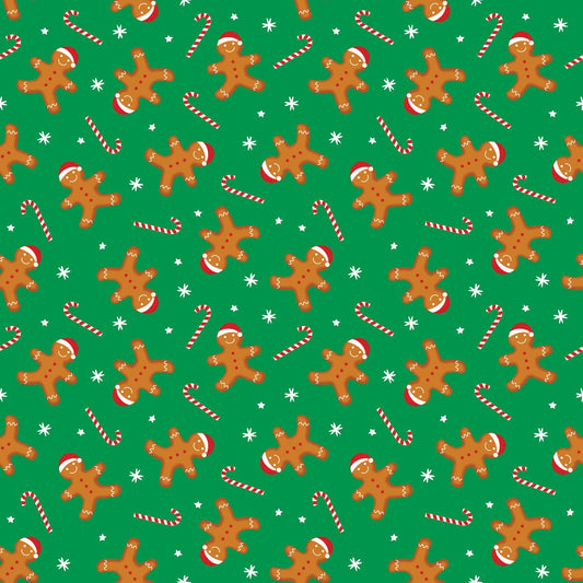 Bandanna - 22" MADE IN USA - Gingerbread Man Candy Cane