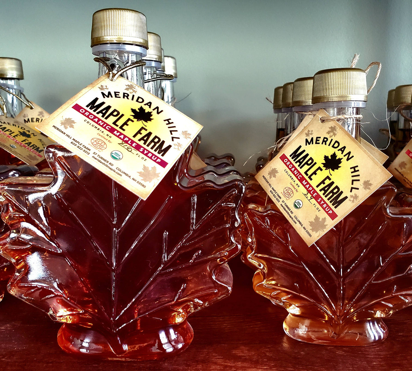 Pure Organic NH Maple Syrup in Maple Leaf Glass Bottle