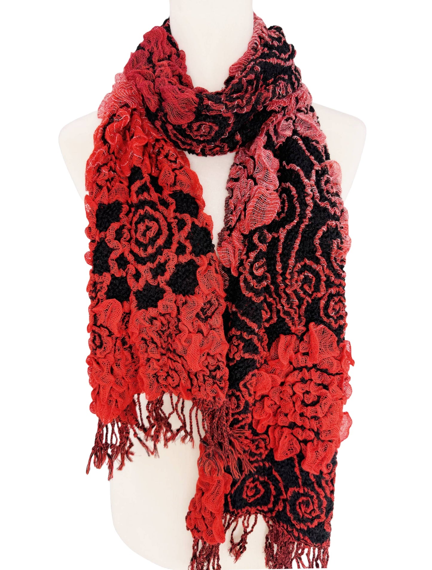 Ultra-Soft 3D Textured-Floral Scarf