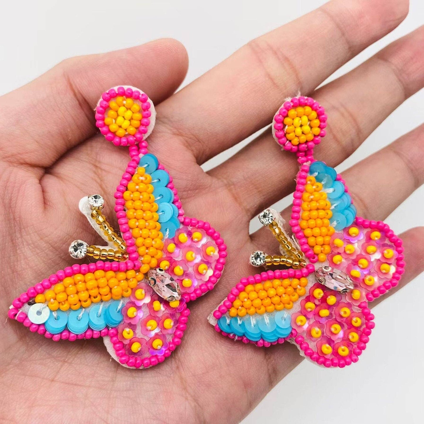 Colorful butterfly beaded earrings