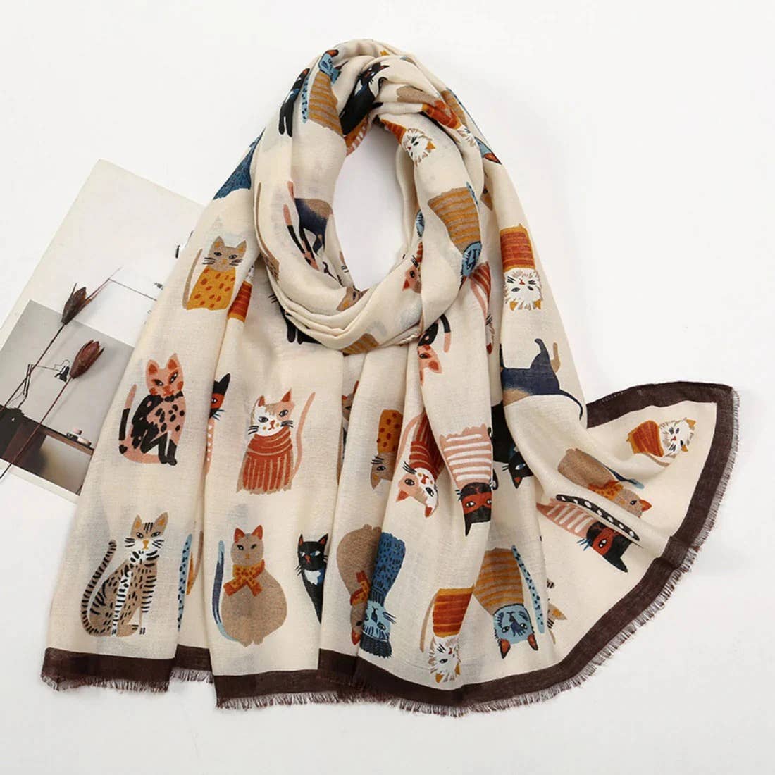 Cute Cartoon Cat Pattern Scarf