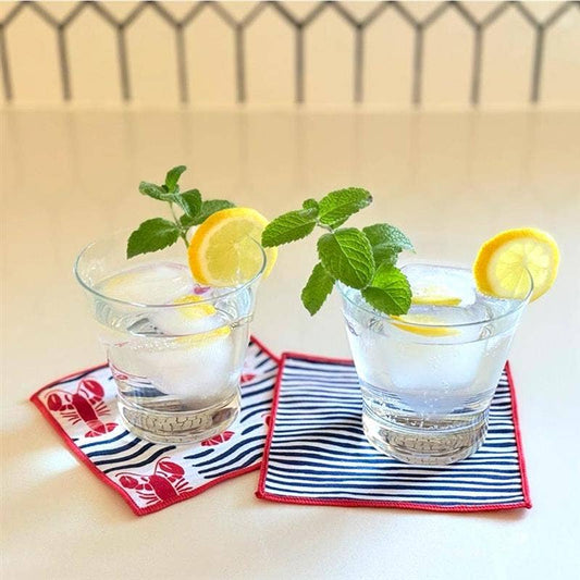 LOBSTER WAVES Reusable Eco Cocktail Napkins, set of 8