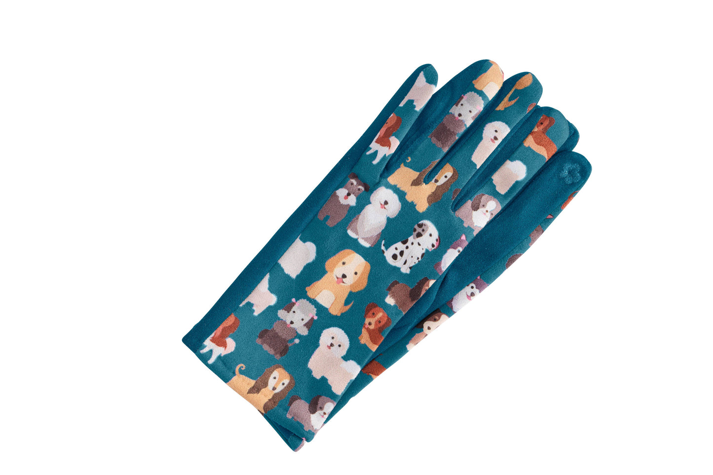 Suede Dog Patterned Gloves, 3 Assorted colors