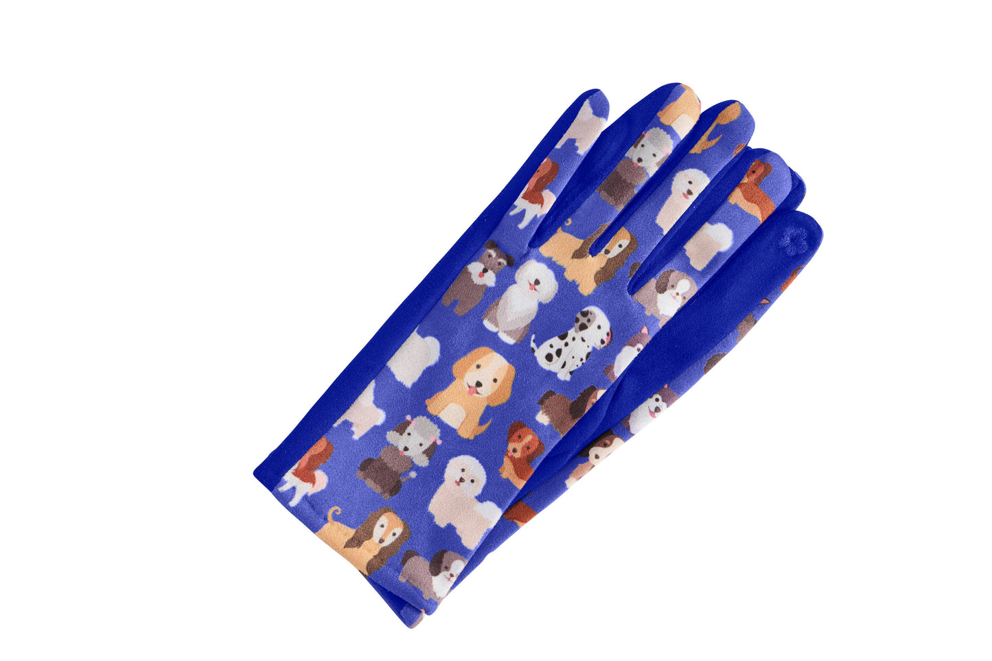 Suede Dog Patterned Gloves, 3 Assorted colors