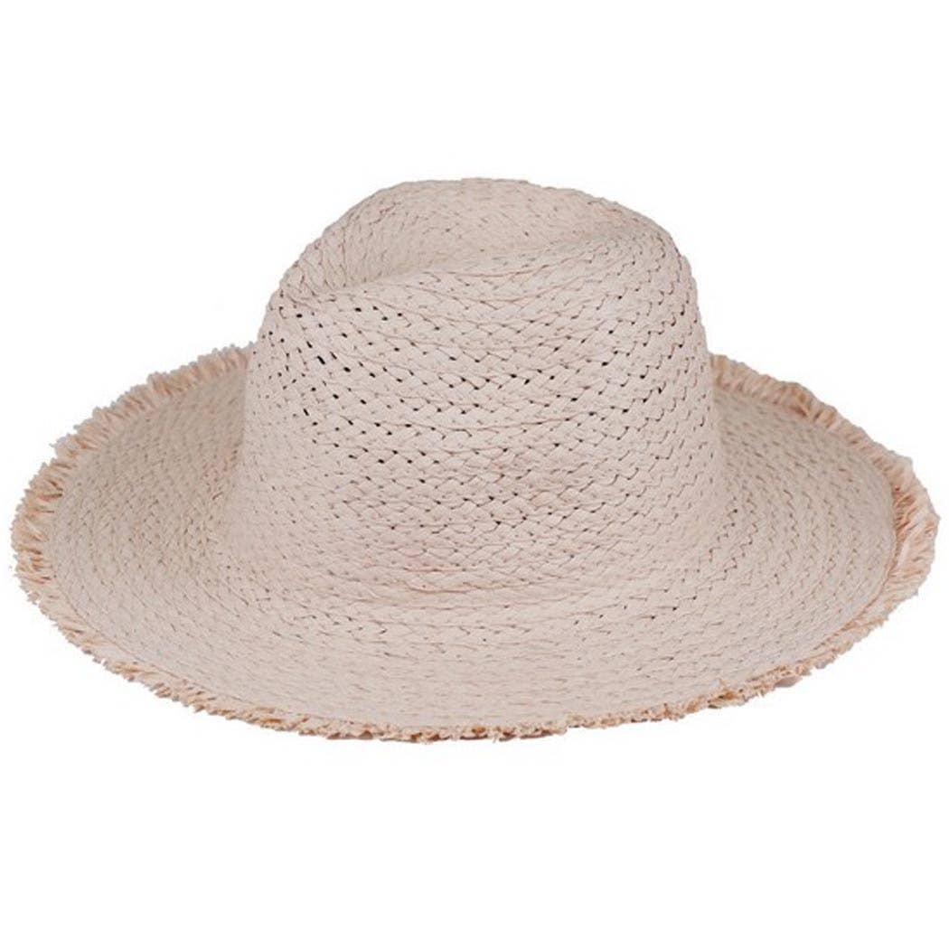 Frayed solid straw hat