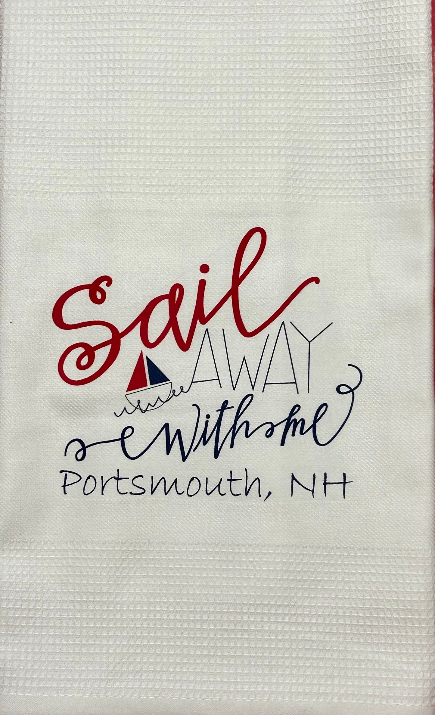 Waffle Towel- Sail away with me Portsmouth, NH