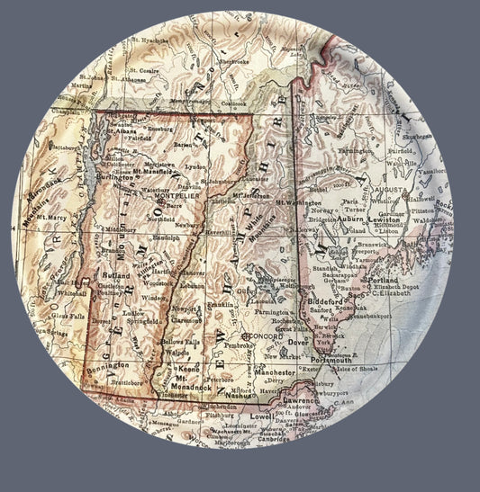 New Hampshire Vintage Map Birchwood Serving Tray