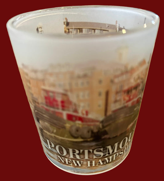 8oz. Frosted Glass/Votive of Portsmouth tugboats
