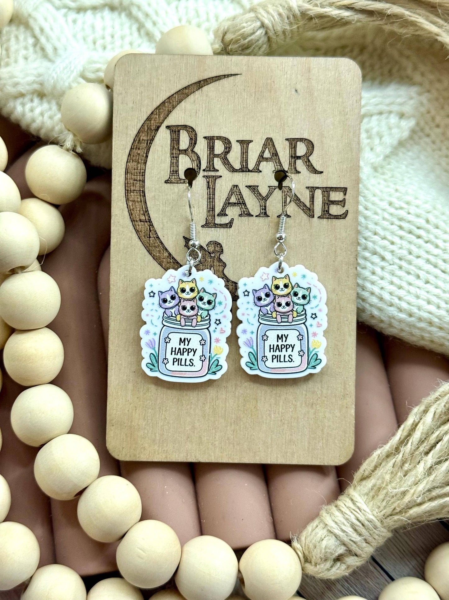 Cat & Book Themed Earrings for Cat Lovers