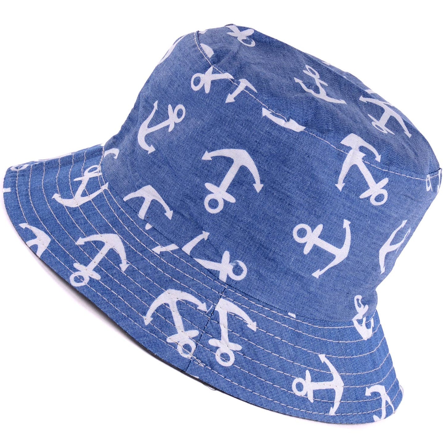 Midnight blue anchor bucket hat