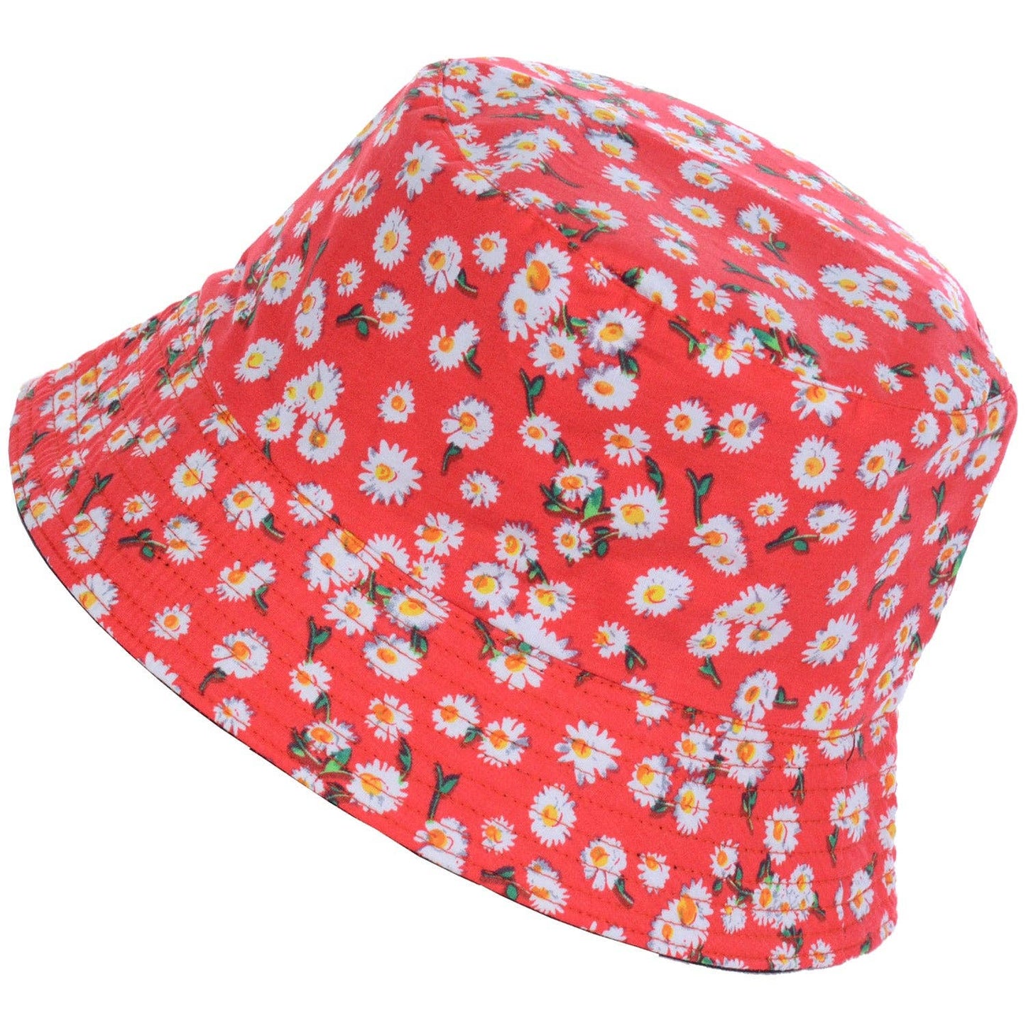 Red floral bucket hat