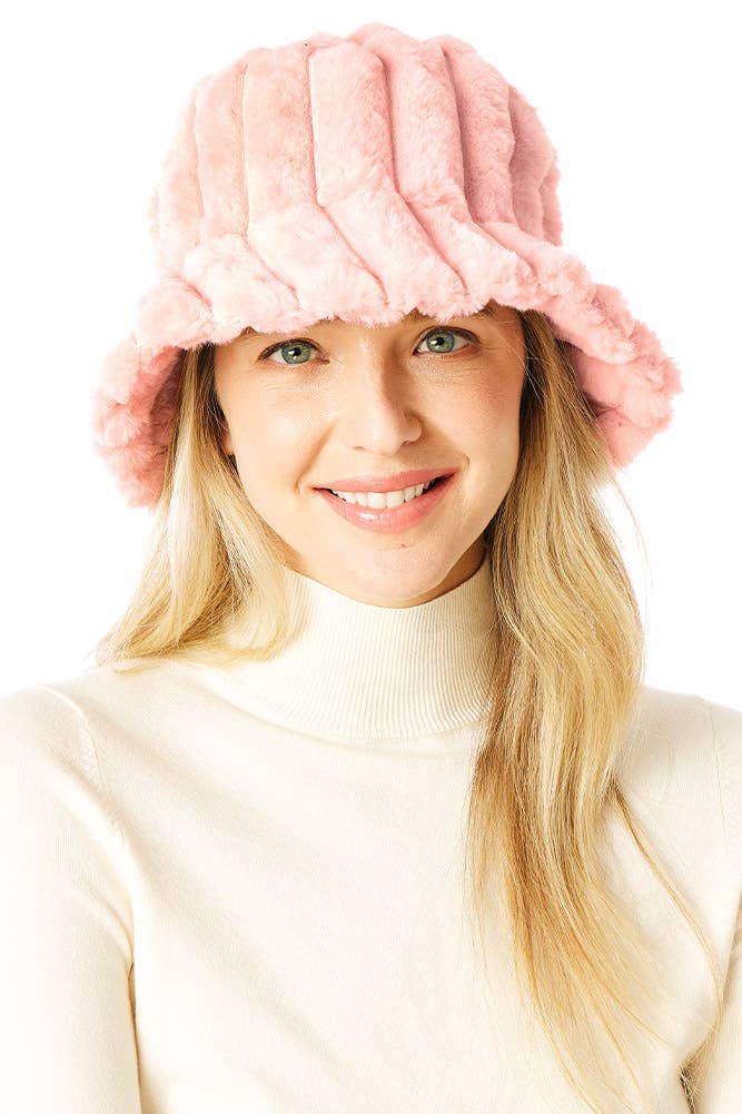 Solid Soft Faux Fur Bucket Hat