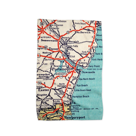 Portsmouth New Hampshire Map Kitchen Towel Dishtowel: All Over Print