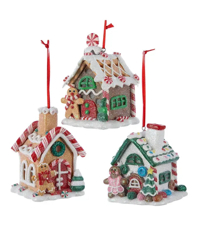 3.5"Gingerbread LED House Ornament 3/Assorted
