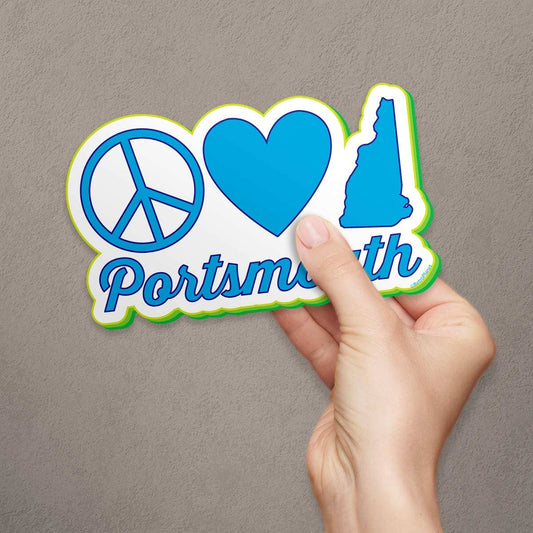 Peace Love Portsmouth, New Hampshire  Large Bumper Sticker