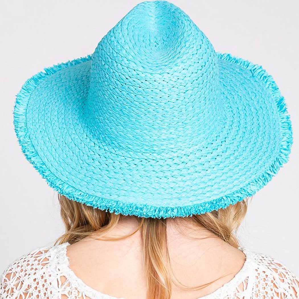 Frayed solid straw hat