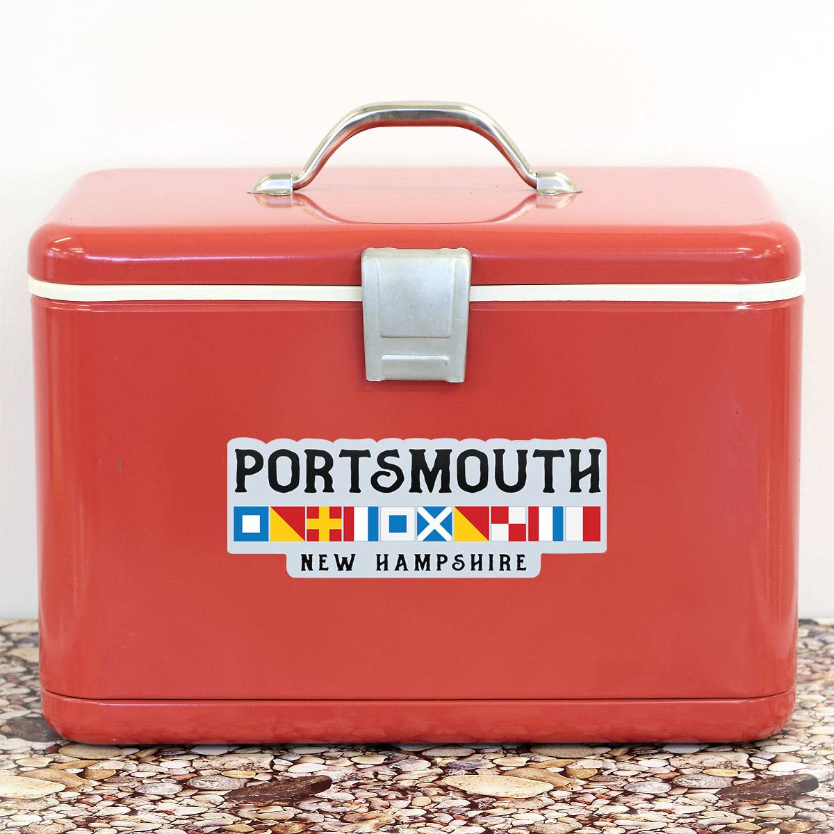 Portsmouth NH Nautical Flags Large Vinyl Bumper Sticker