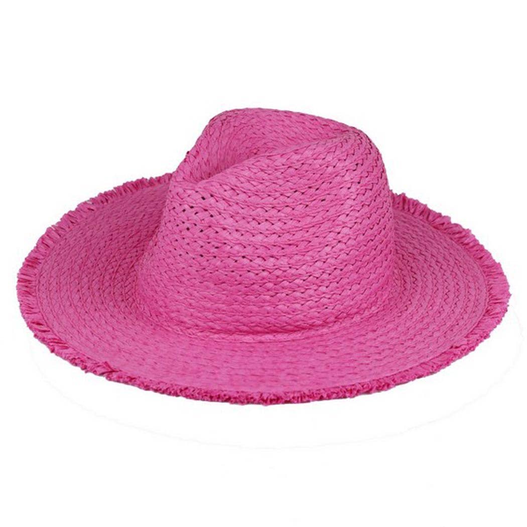 Frayed solid straw hat