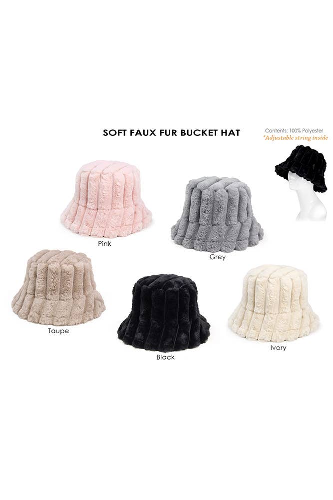 Solid Soft Faux Fur Bucket Hat