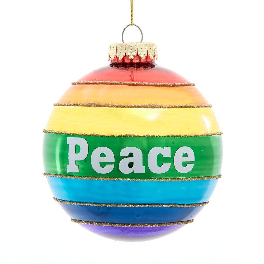 Glass Rainbow Pride Peace Ball Ornament
