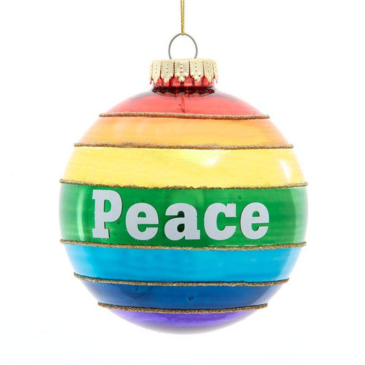 Glass Rainbow Pride Peace Ball Ornament