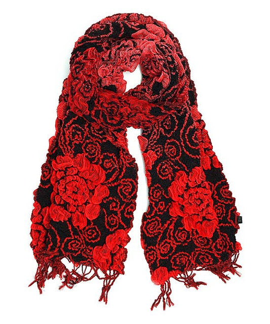 Ultra-Soft 3D Textured-Floral Scarf