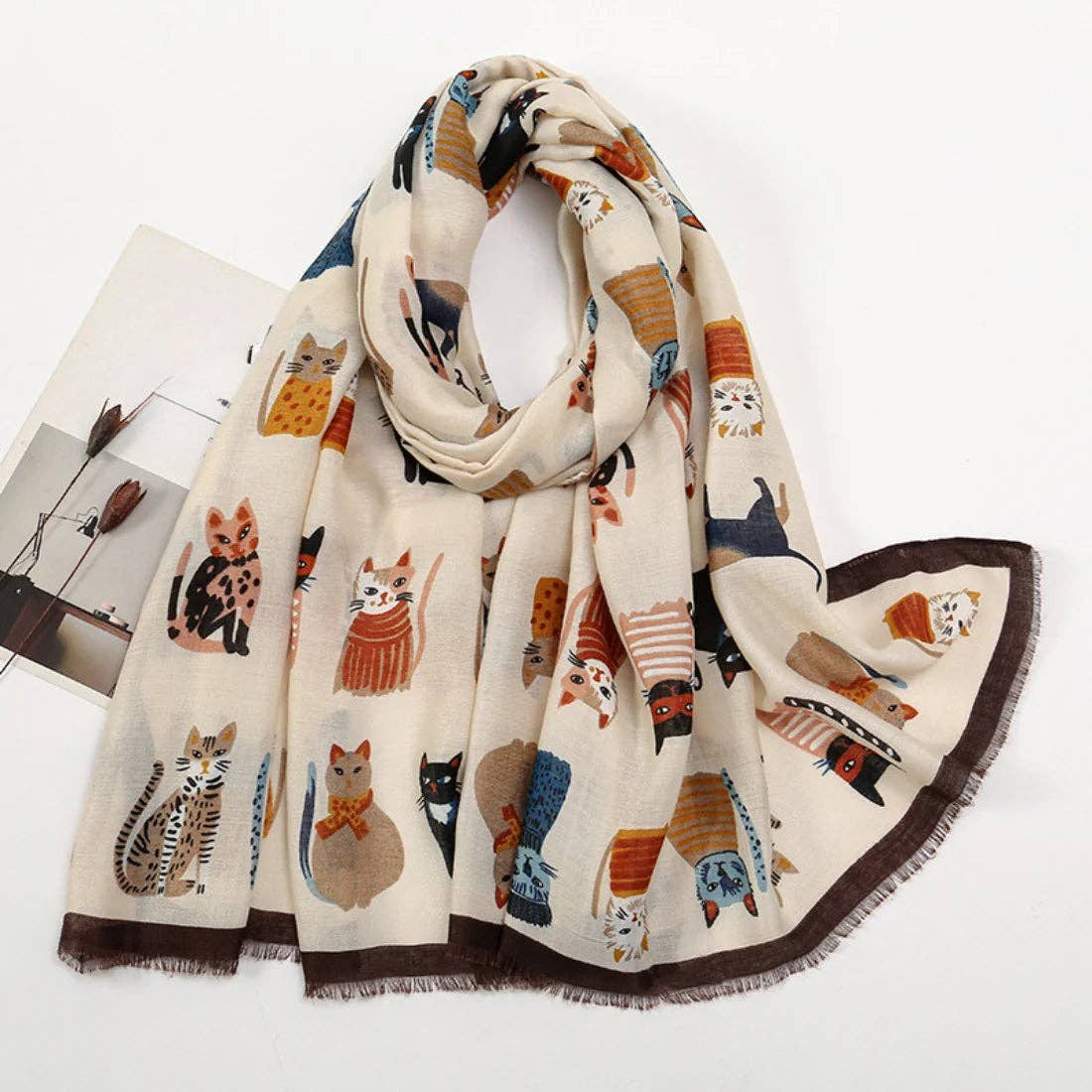 Cute Cartoon Cat Pattern Scarf