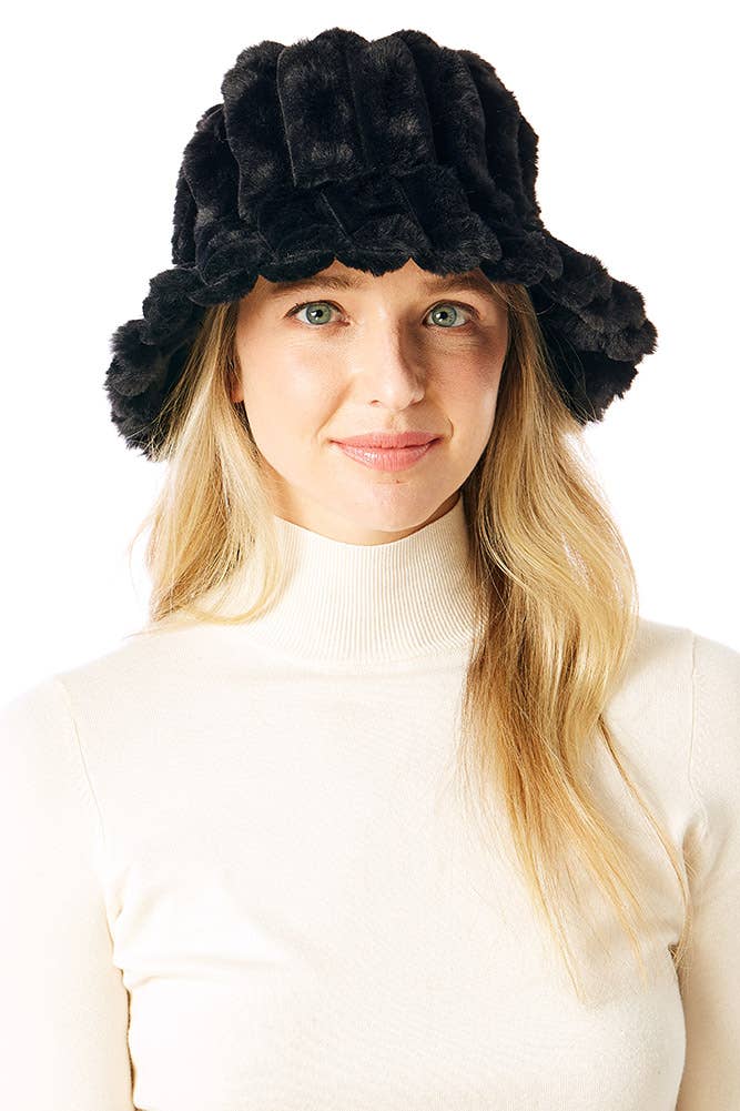 Solid Soft Faux Fur Bucket Hat
