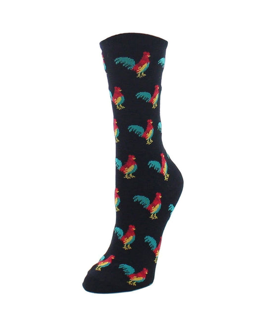 MeMoi Early Bird Rooster Bamboo Crew Novelty Socks