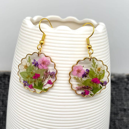 Pressed Dried Flower Dangle Earrings