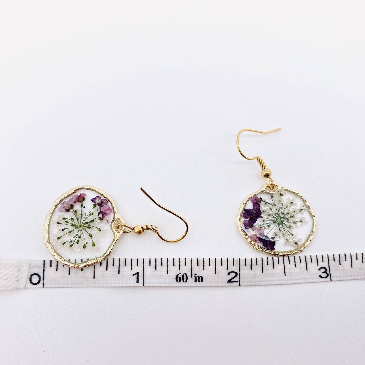 Queen Anne's Lace & Lobularia Maritima Dried Flowers Earings