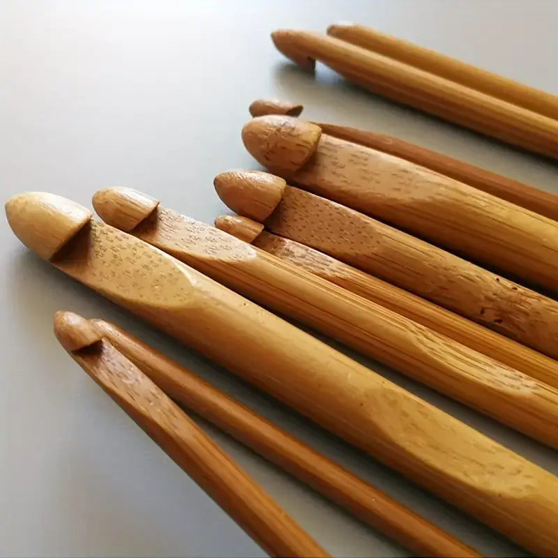 Bamboo Crochet Hooks Set, 12 Pcs, 3-10mm