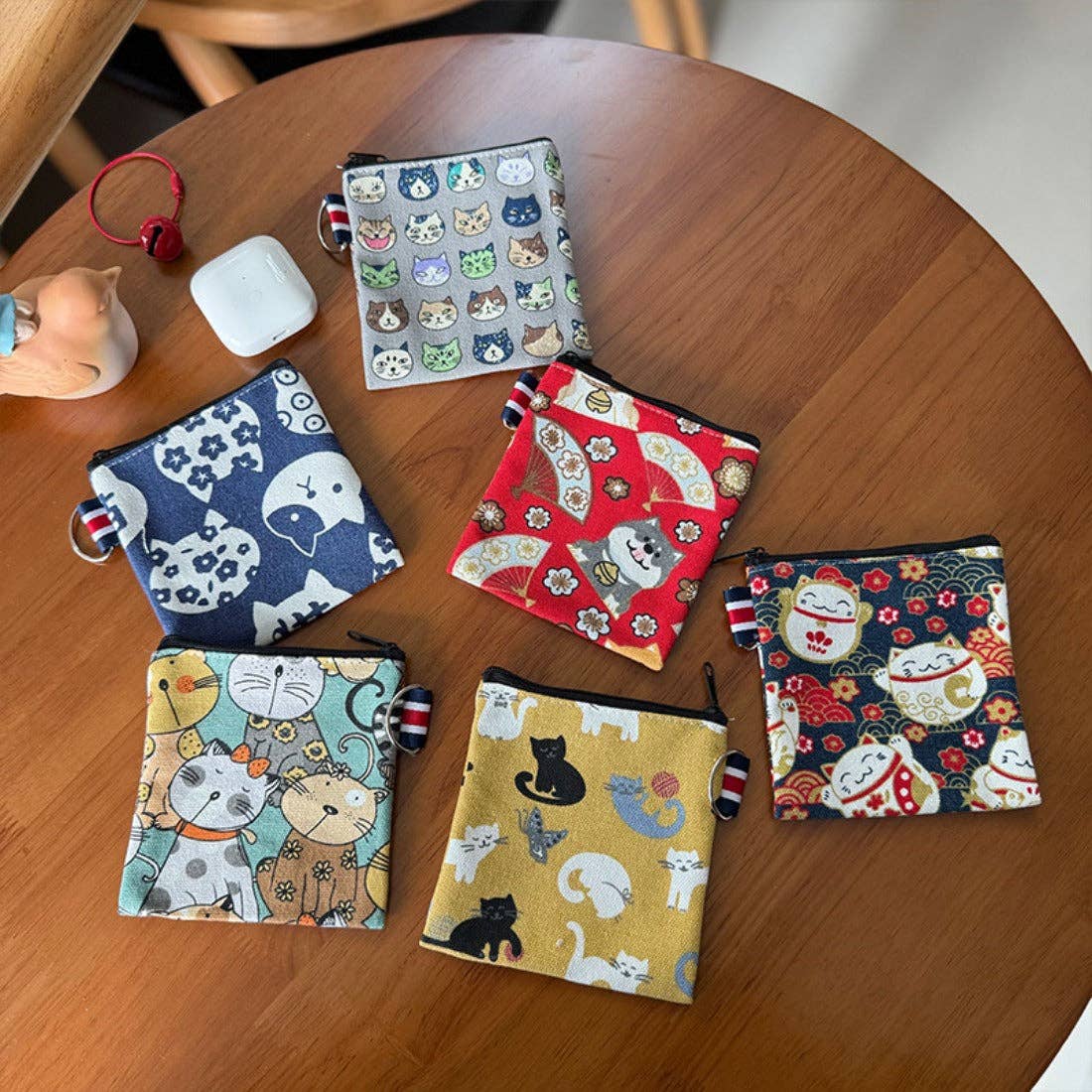 Cosbai - Canvas Cat Pattern Coin Purse