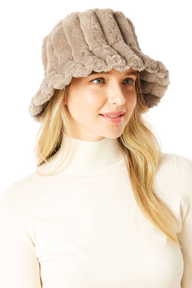 Solid Soft Faux Fur Bucket Hat