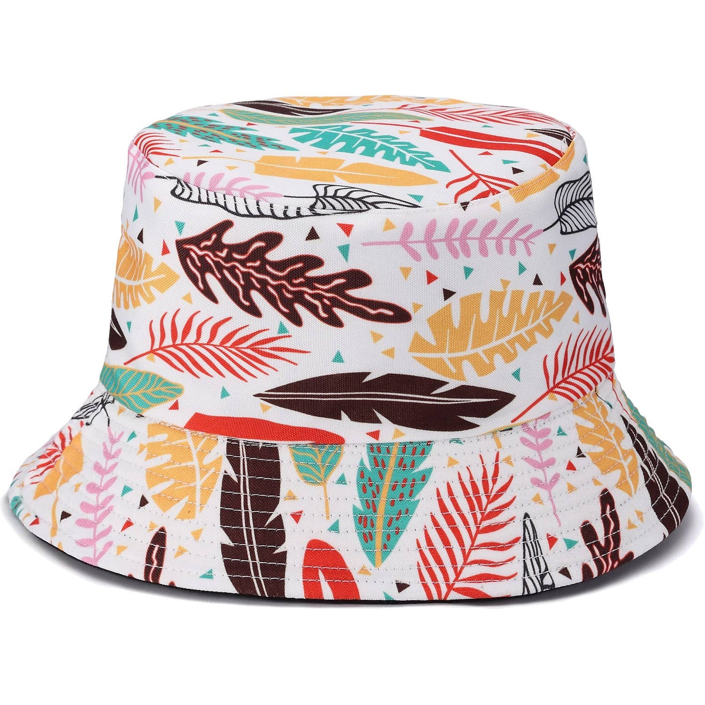 Leaf print bucket hat