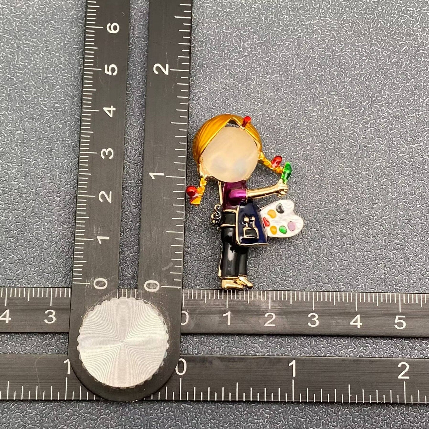 Enamel Little Girl Painter Brooch