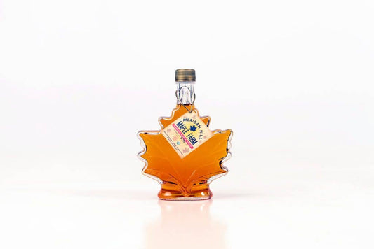 Pure Organic NH Maple Syrup in Maple Leaf Glass Bottle