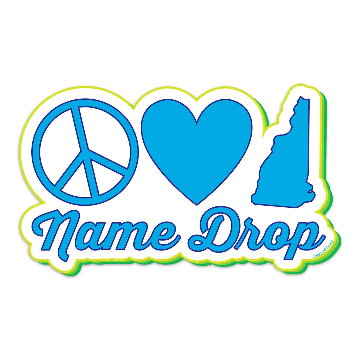 Peace Love Portsmouth, New Hampshire  Large Bumper Sticker