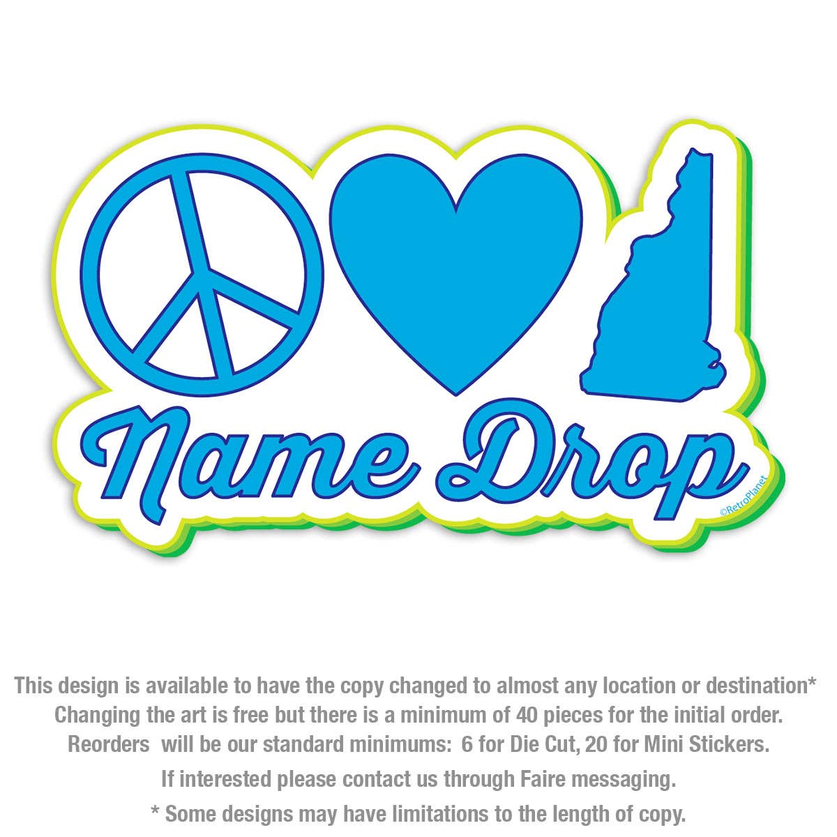 Peace Love Portsmouth, New Hampshire  Large Bumper Sticker