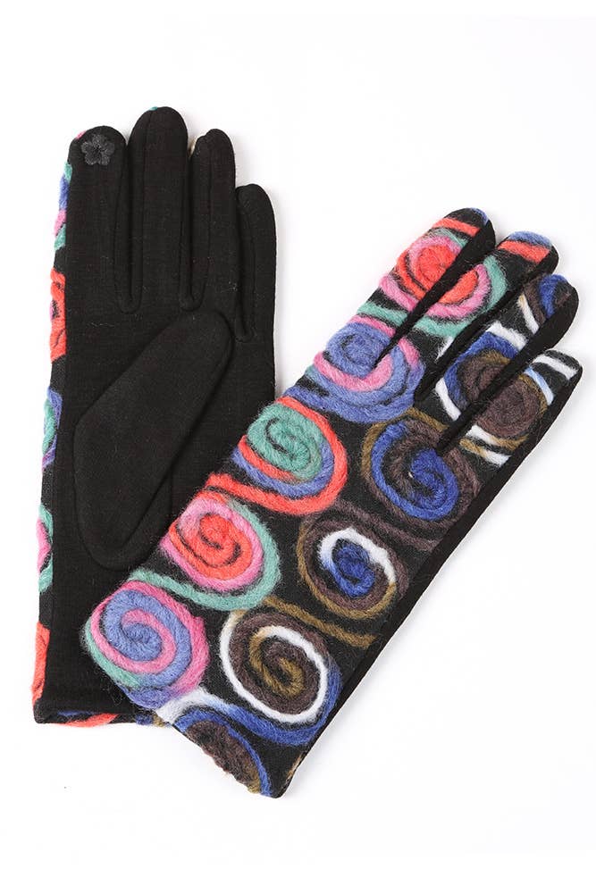Assorted Swirl Pattern Fashion Gloves