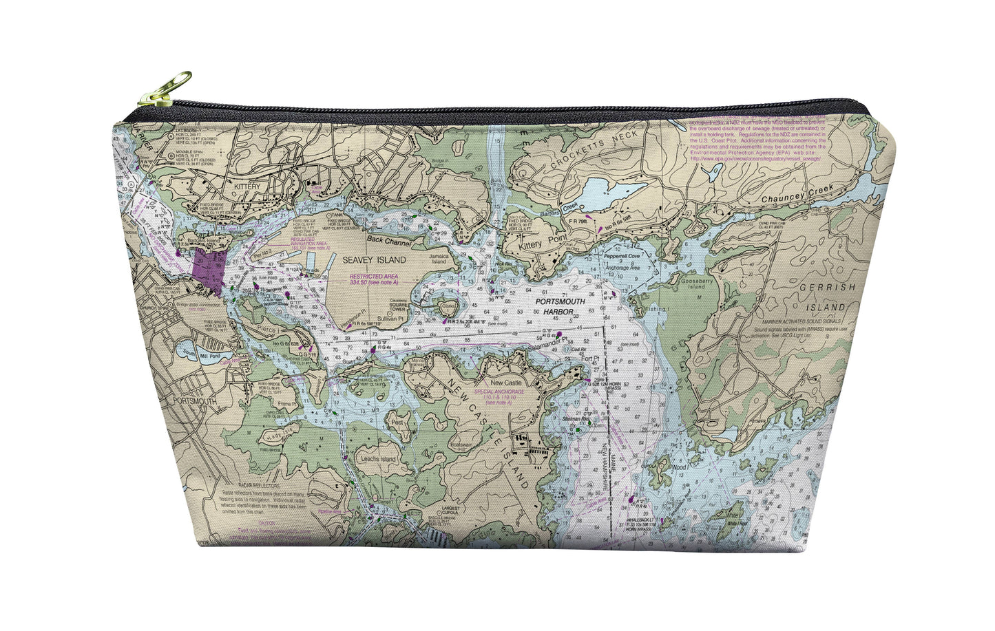Portsmouth Harbor, NH Nautical Map Pouch 8.5x6