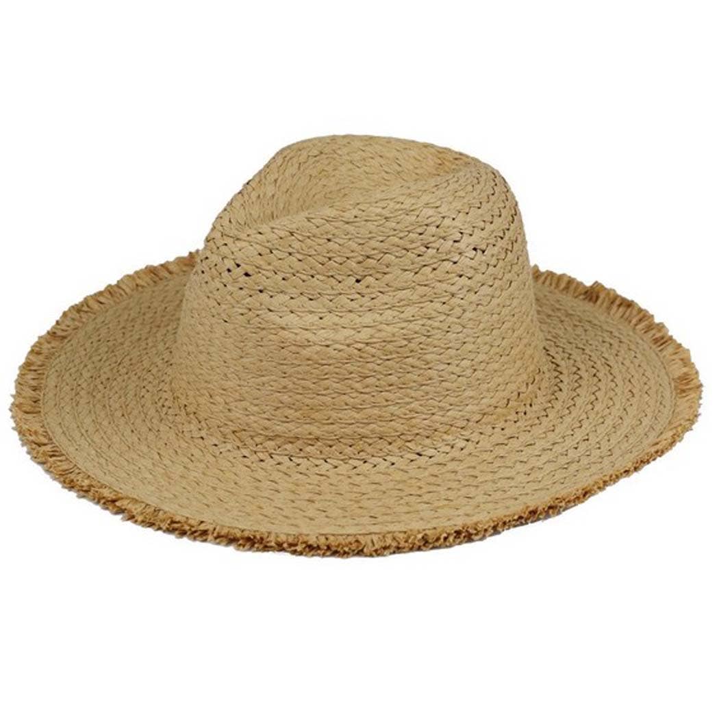 Frayed solid straw hat