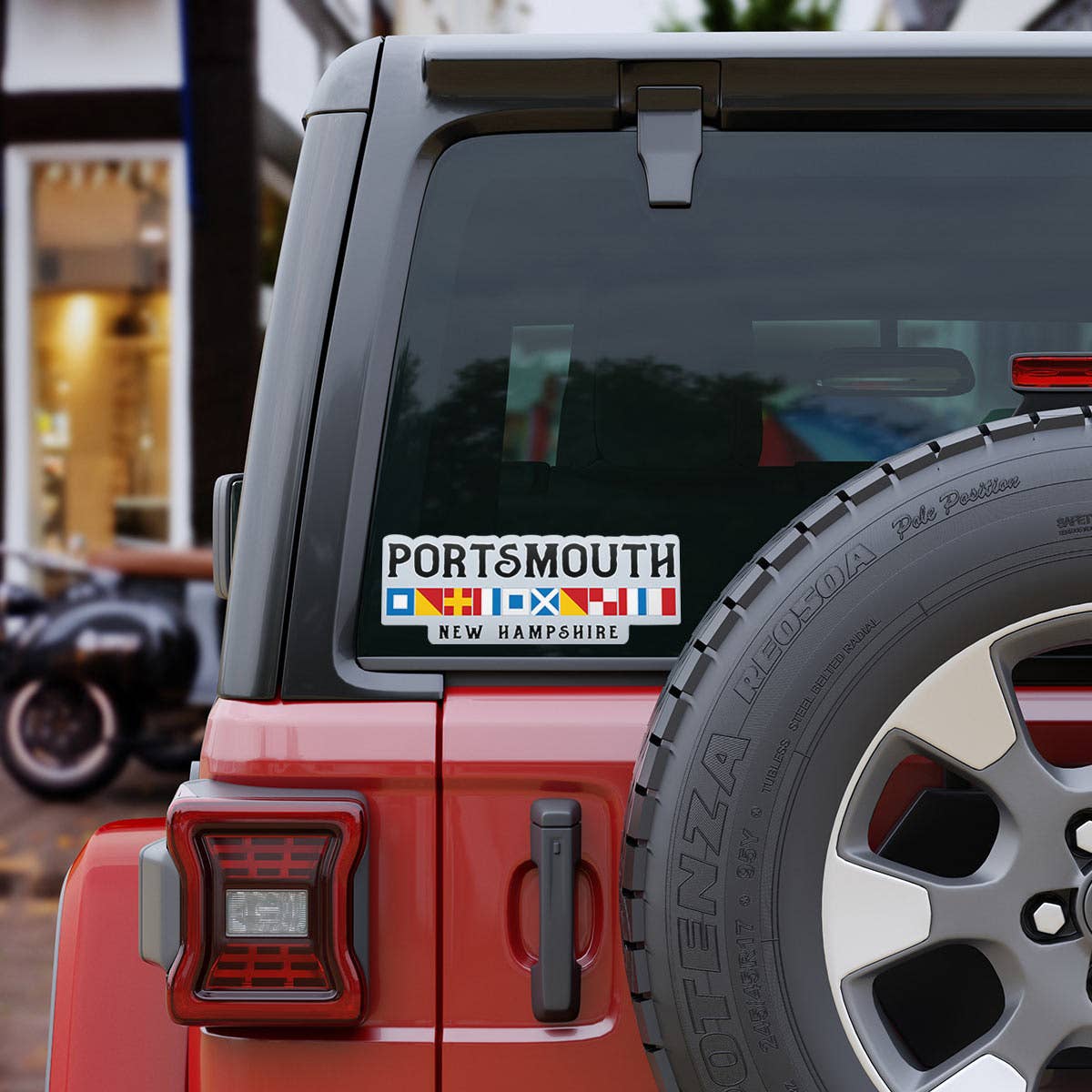 Portsmouth NH Nautical Flags Large Vinyl Bumper Sticker