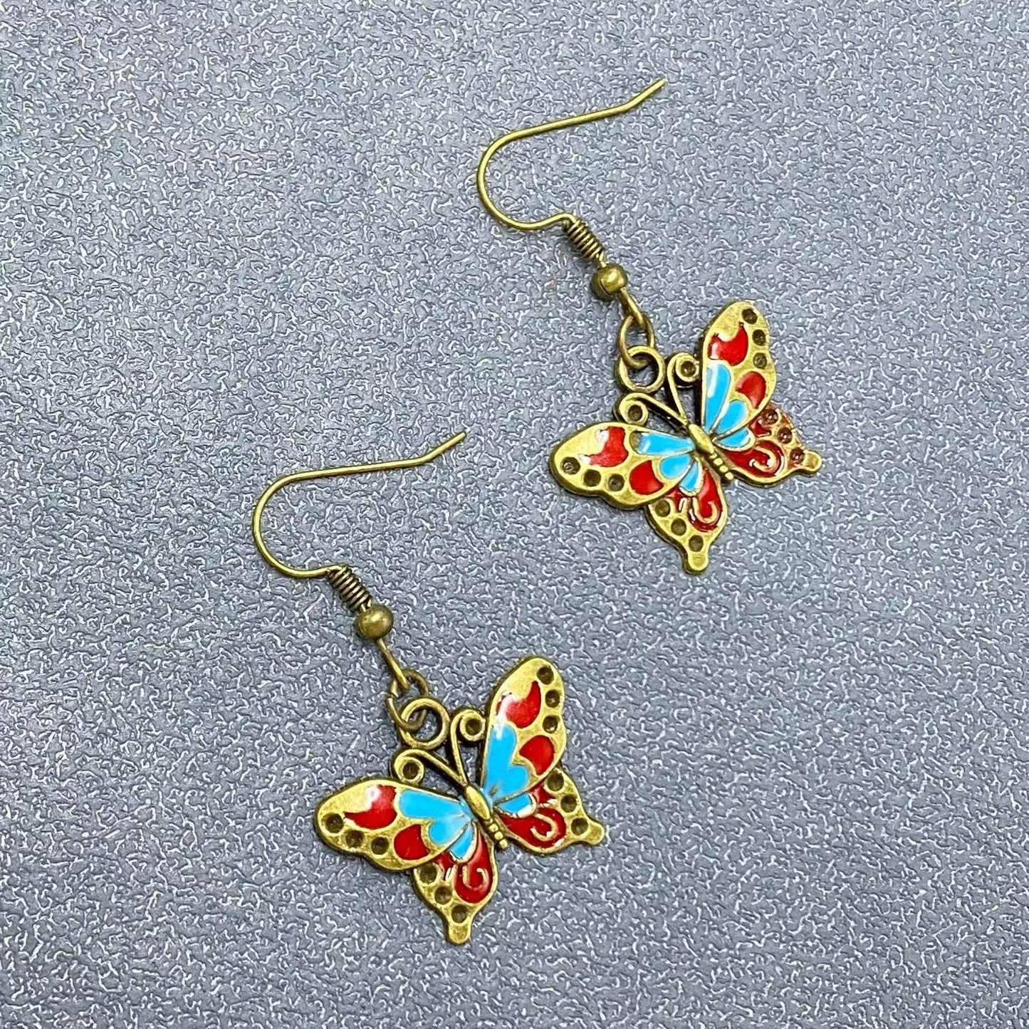 l Butterfly Bronze Tone Dangle Earrings