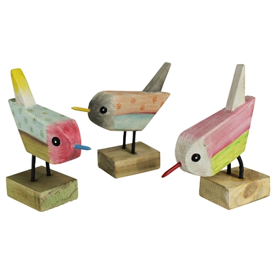 Hand painted Wood Birds assorted