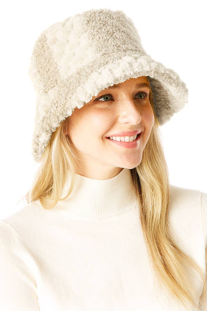 Two Tone Faux Fur Bucket Hat