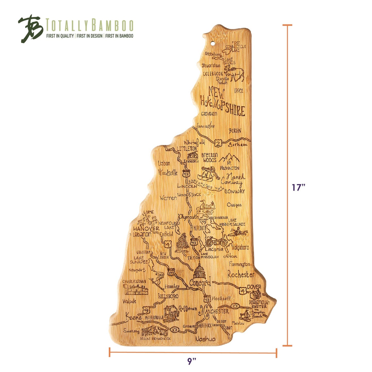 Destination New Hampshire Cutting Board