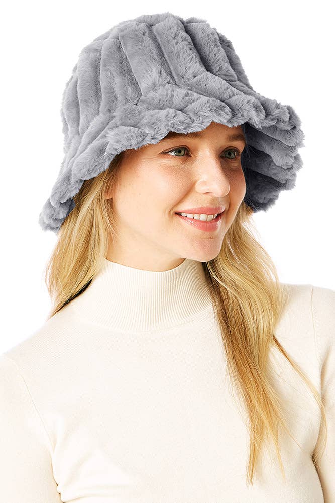 Solid Soft Faux Fur Bucket Hat