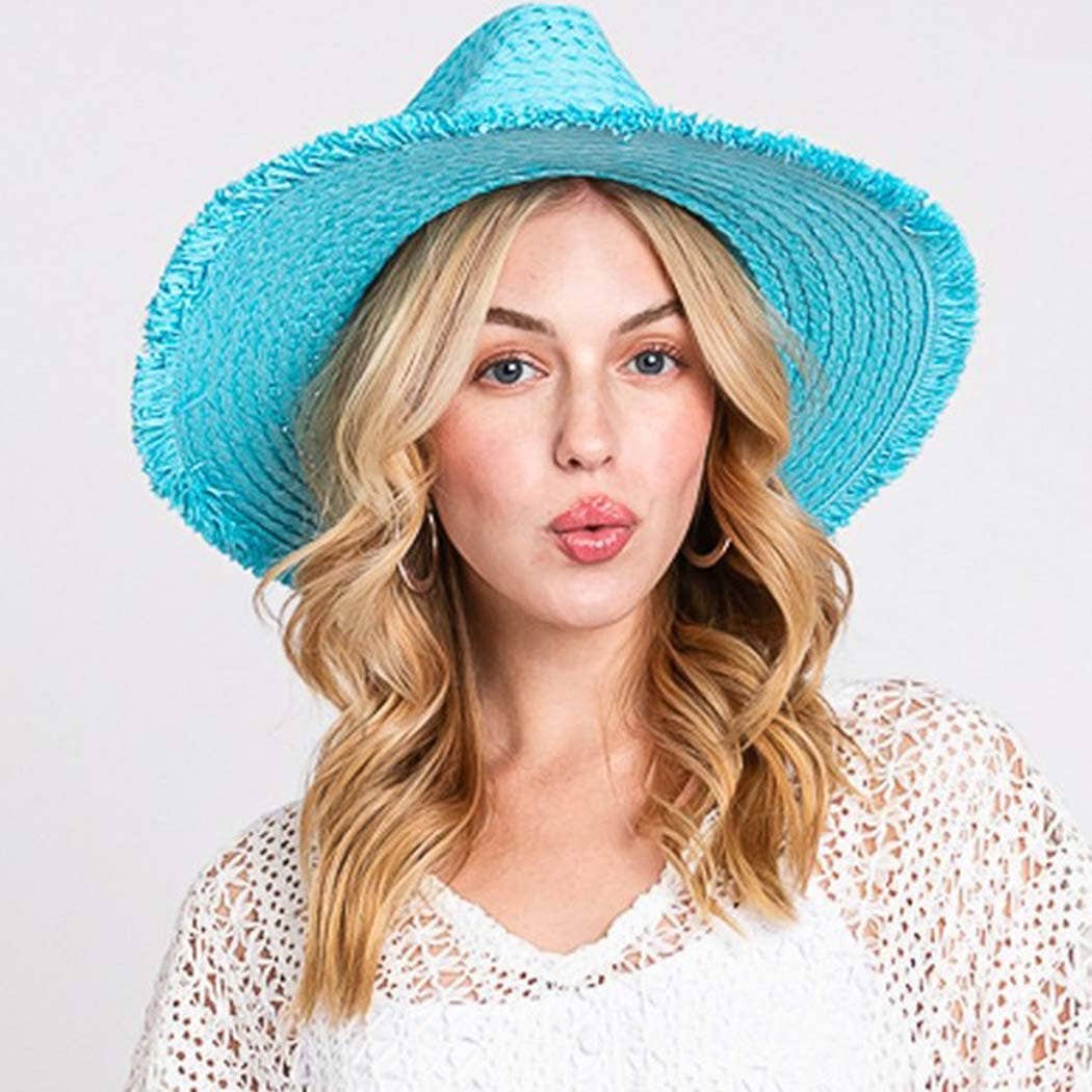 Frayed solid straw hat
